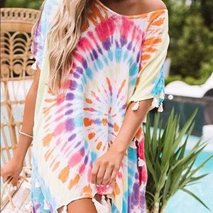 Tie-dye Multicolor Cover Up Dress
